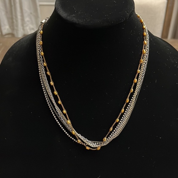 Premier Designs multistrand yellow pearls, & various colored chain pendant charm - Picture 6 of 17
